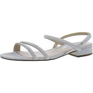 Nina Womens Sarita Silver Composition Leather Dressy Slip On Shoes Shoes Used